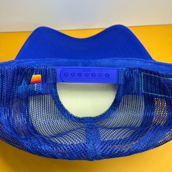 NWOT Aviator Nation Logo Rainbow Vintage Trucker Hat – Royal Blue Unisex - Picture 6 of 7